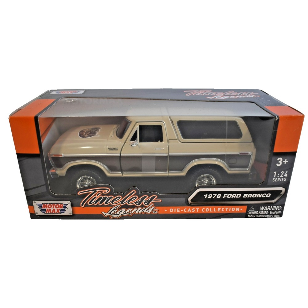 Motor Max 1978 Ford Bronco 1:24 Die Cast Tan & Brown Truck Timeless Legends